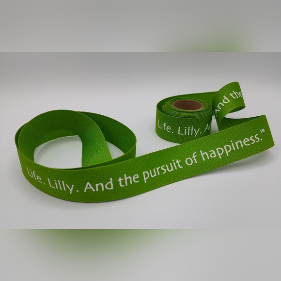 Lilly Pulitzer Ribbon Two (2) Yards Green Grosgrain Life Lilly Gift Wrap Bow - Picture 3 of 4
